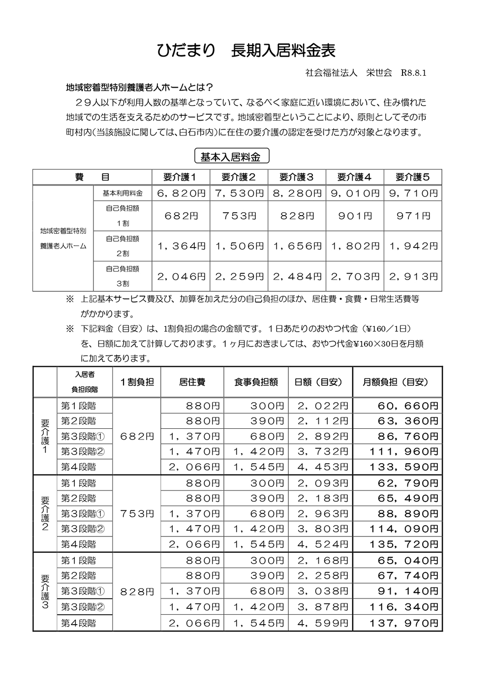 料金表